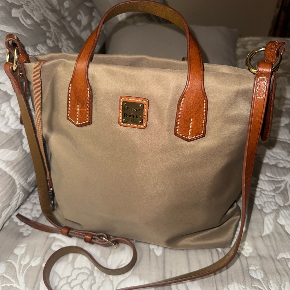 Dooney & Bourke Beige and Brown Nylon Crossbody Bag